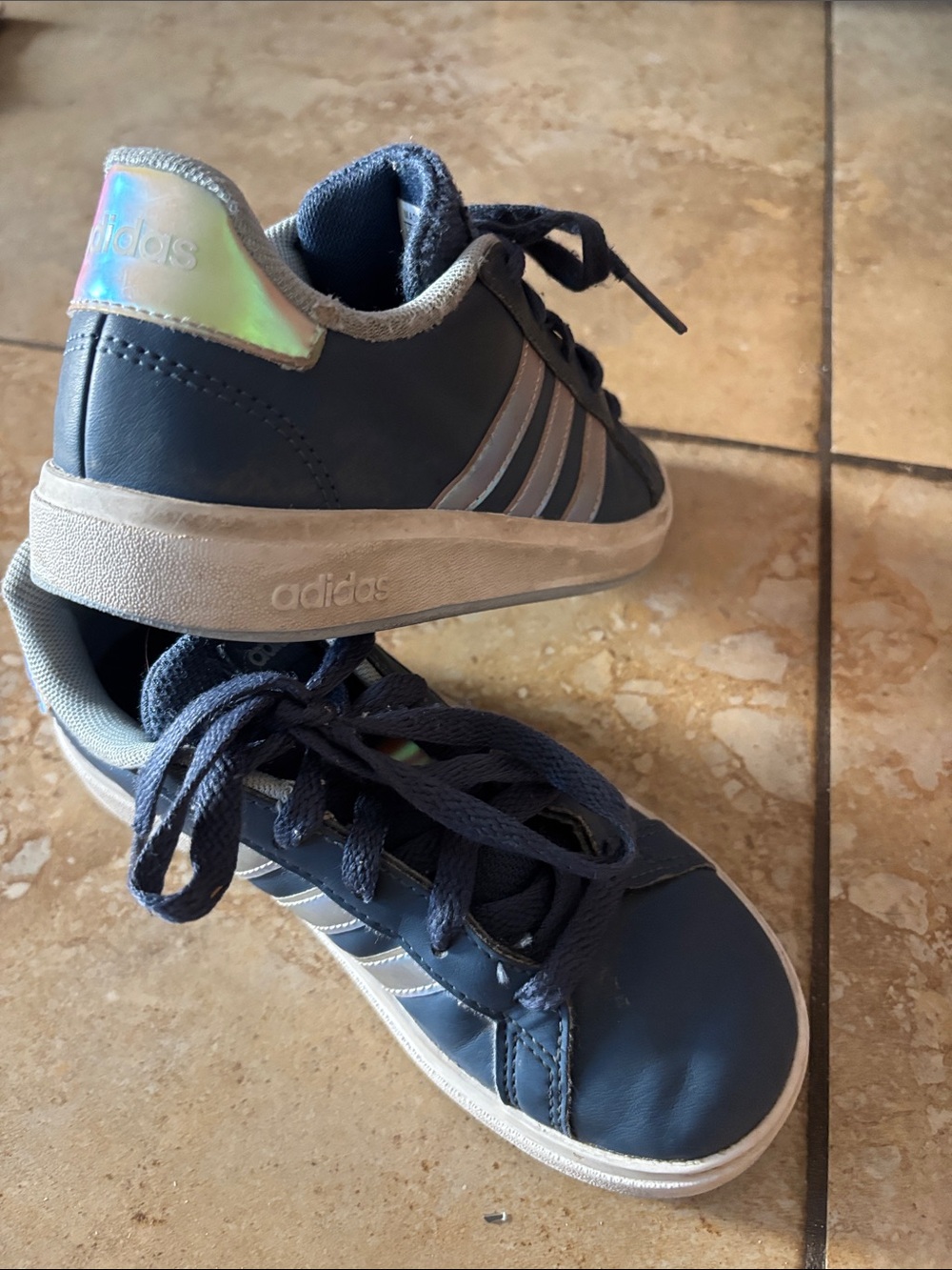 adidas Kids Navy Sneakers with Iridescent Heel - Picture 8 of 11